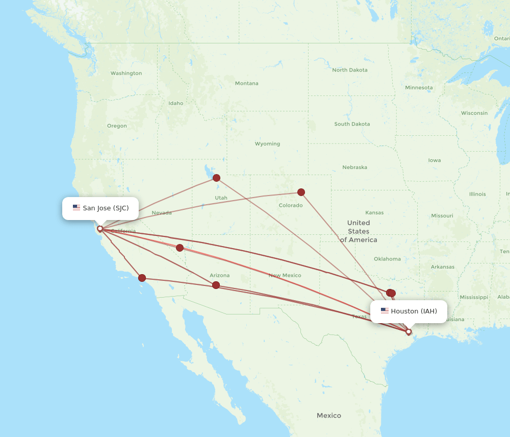 IAH-SJC flight routes