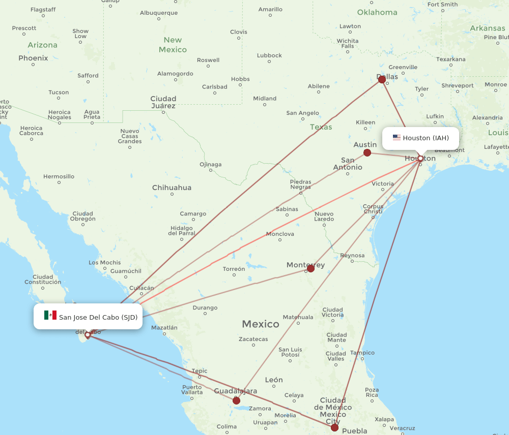 IAH-SJD flight routes