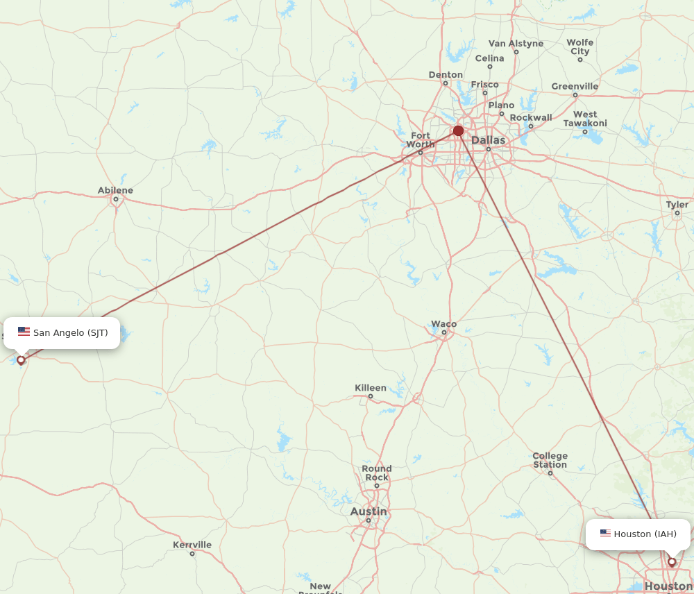 IAH-SJT flight routes