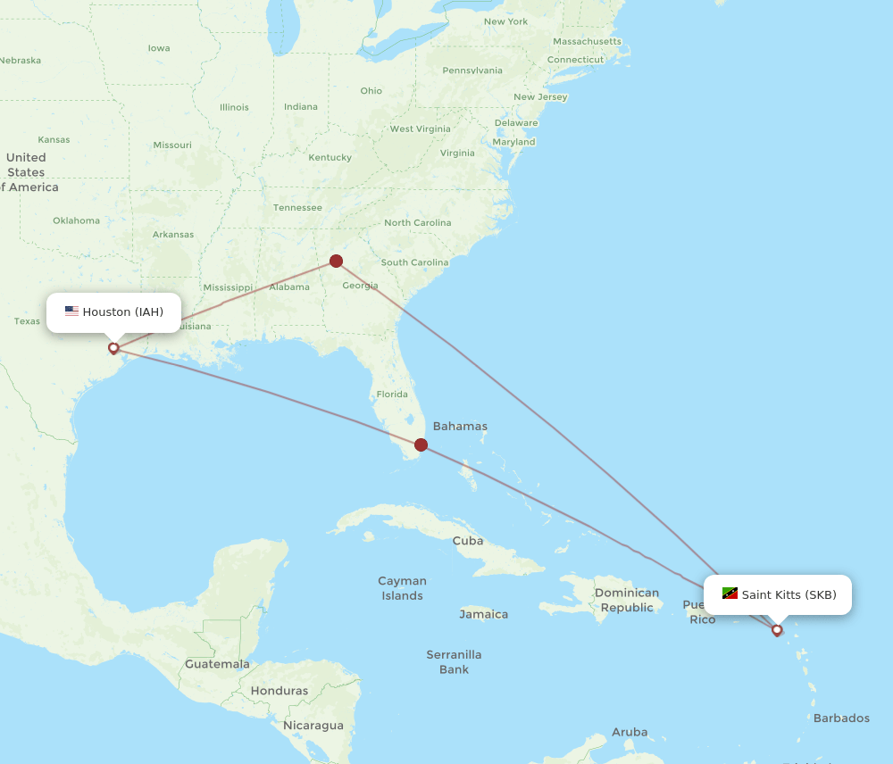 IAH-SKB flight routes