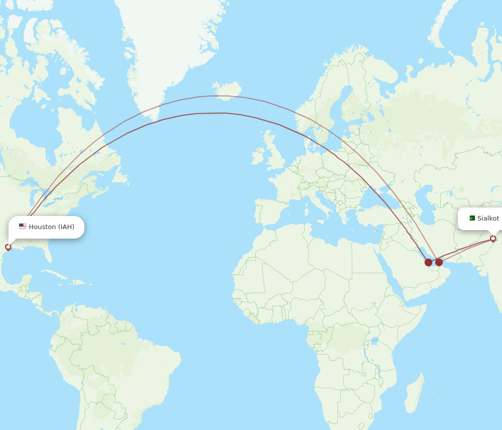 IAH-SKT flight routes