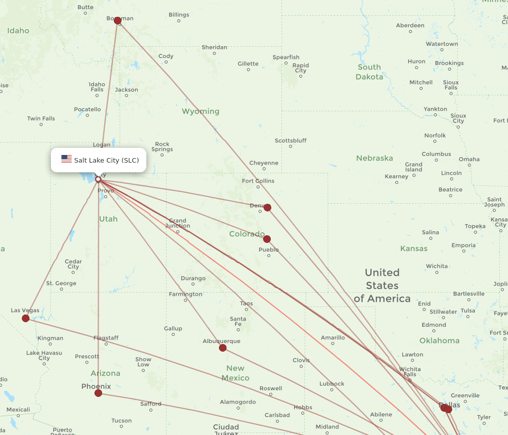 IAH-SLC flight routes