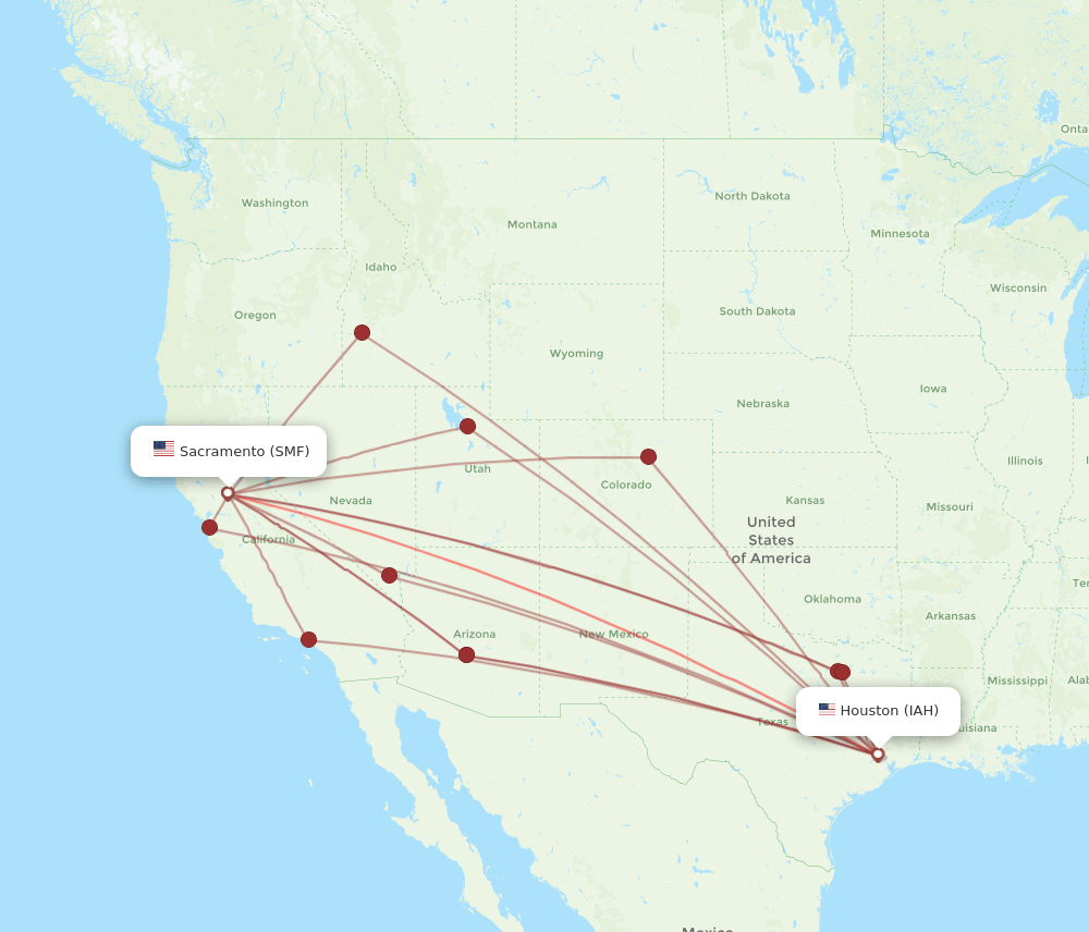 IAH-SMF flight routes