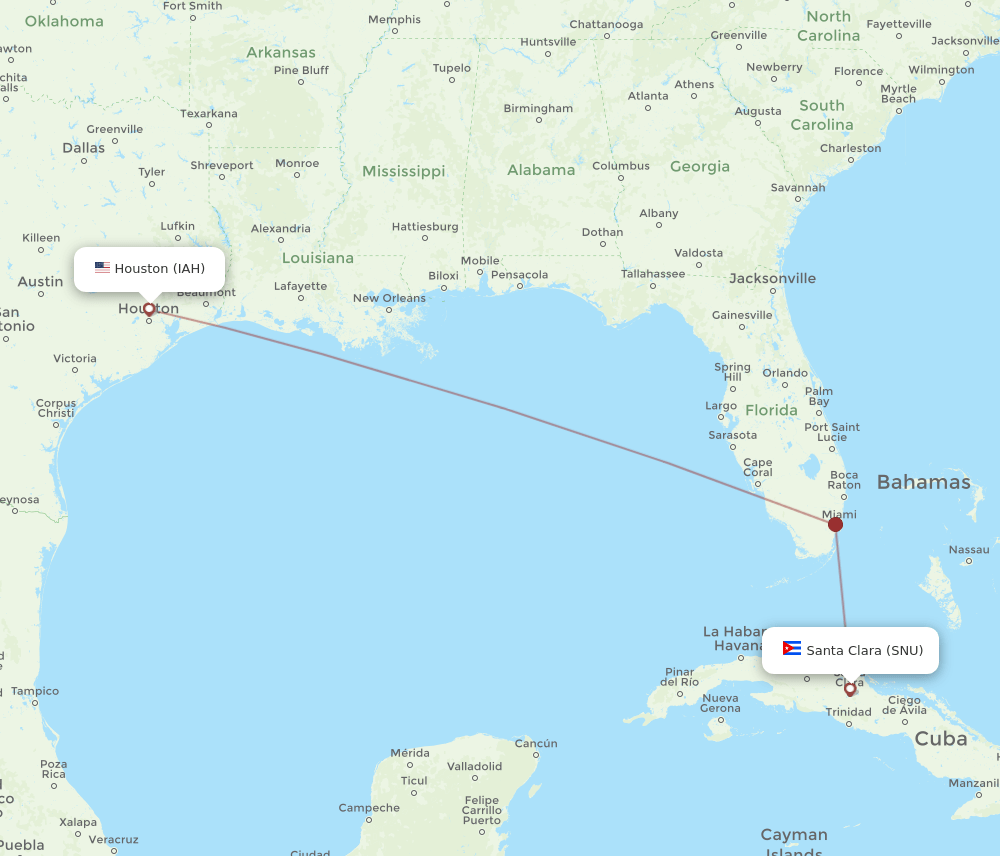 IAH-SNU flight routes