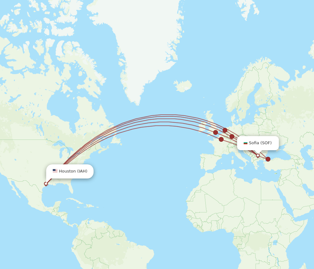 IAH-SOF flight routes