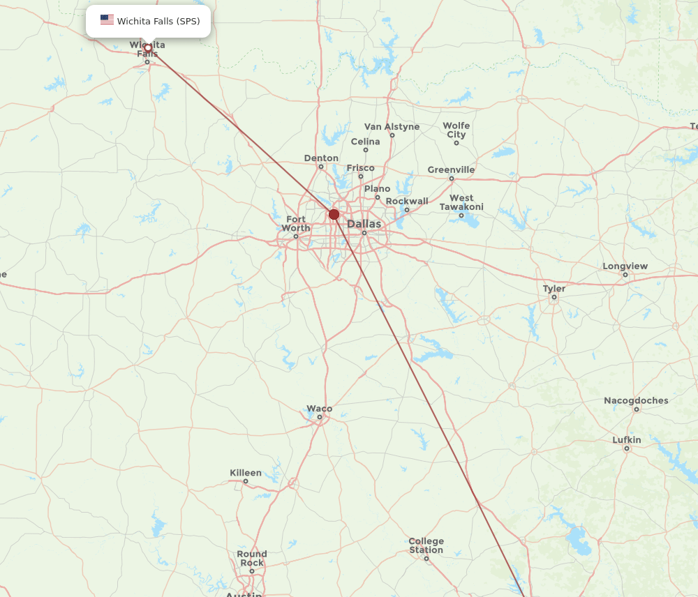 IAH to SPS flights and routes map
