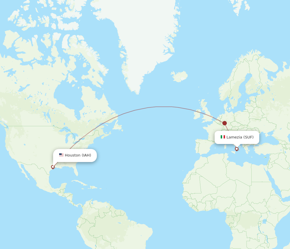 IAH-SUF flight routes