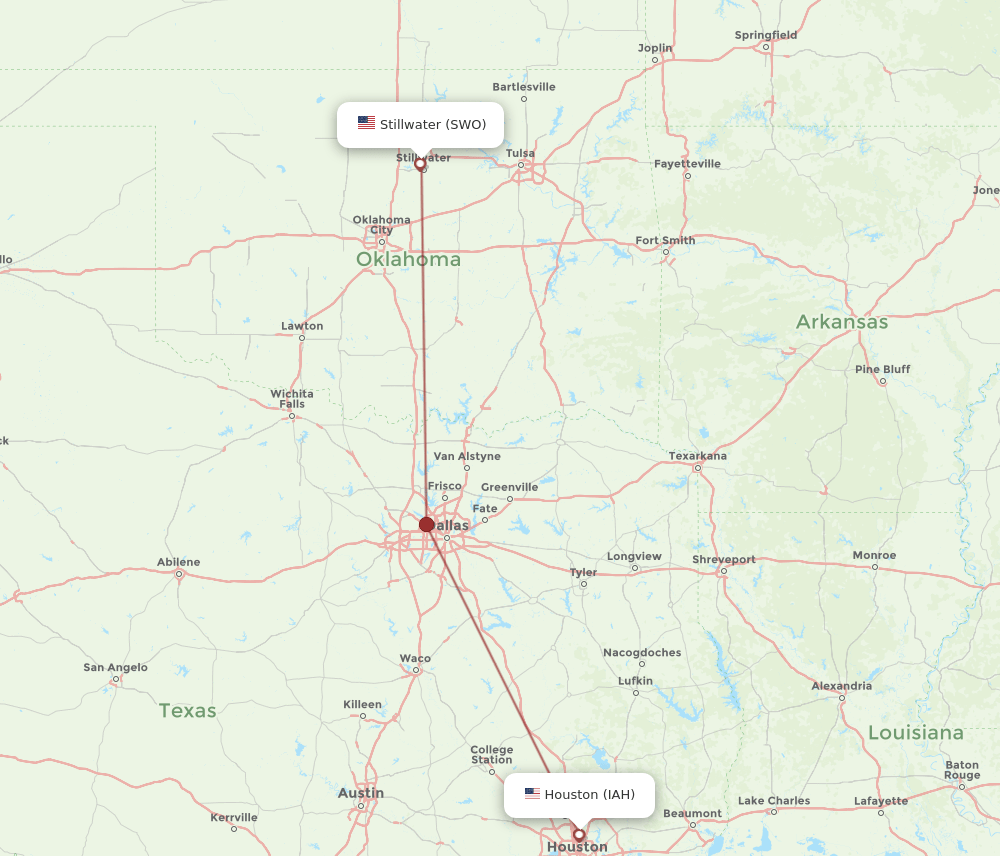 IAH-SWO flight routes