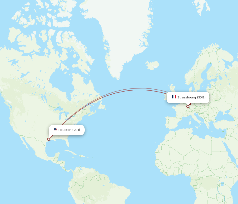 IAH to SXB flights and routes map