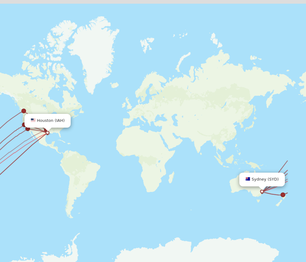 IAH to SYD flights and routes map