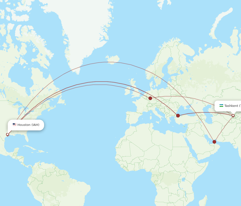 IAH-TAS flight routes