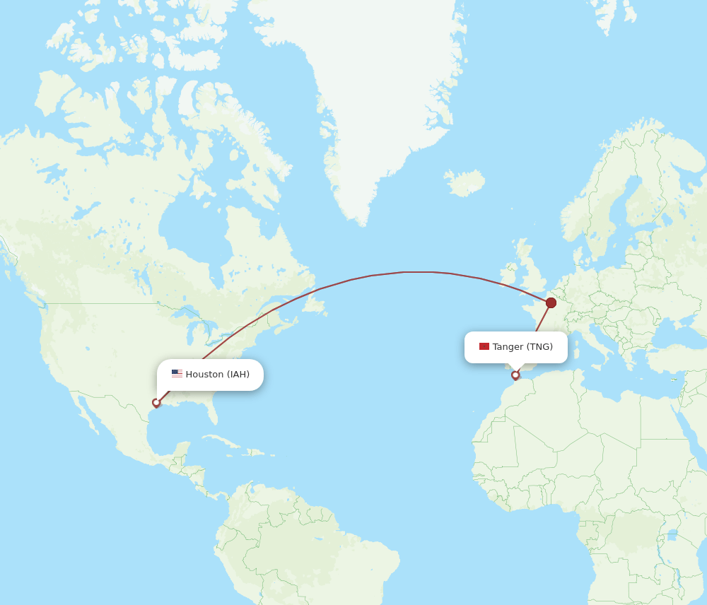 IAH-TNG flight routes