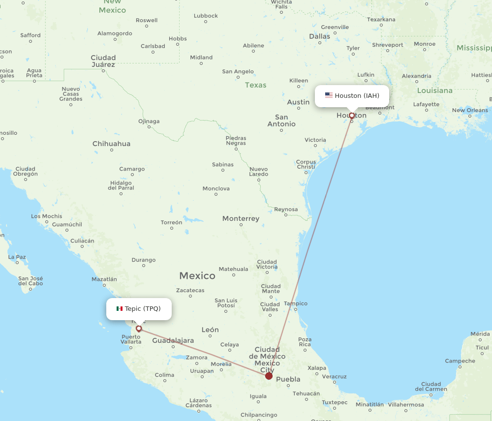 IAH-TPQ flight routes