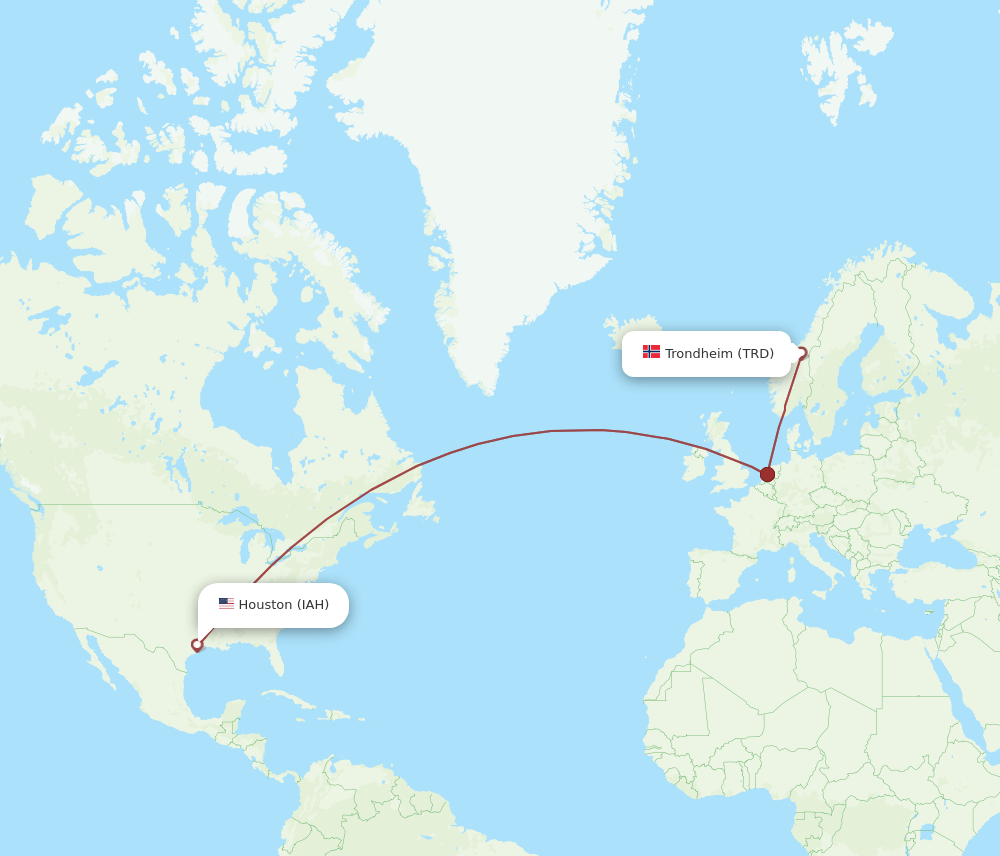 IAH-TRD flight routes