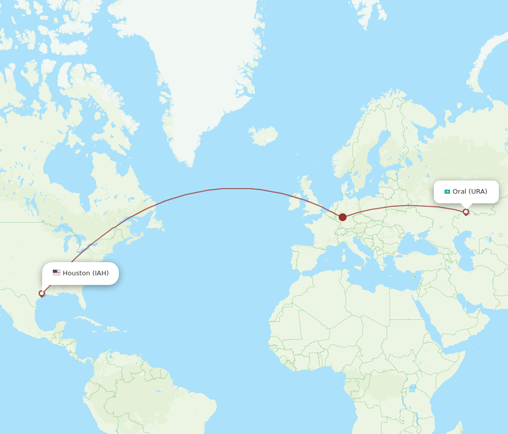 IAH-URA flight routes