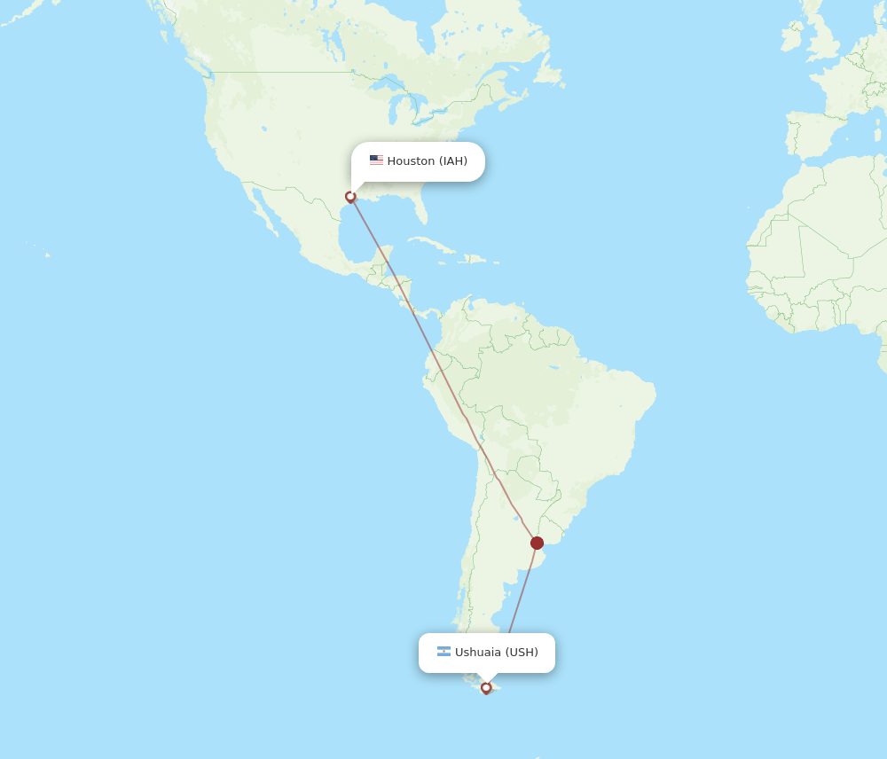 IAH to USH flights and routes map