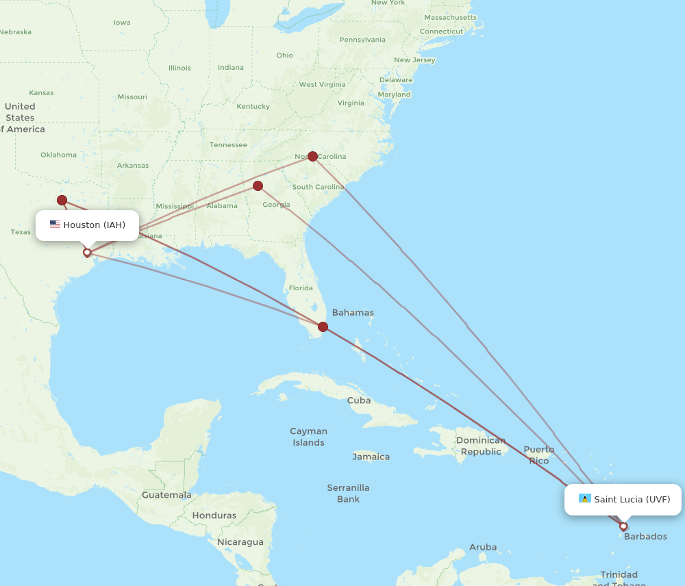 IAH-UVF flight routes