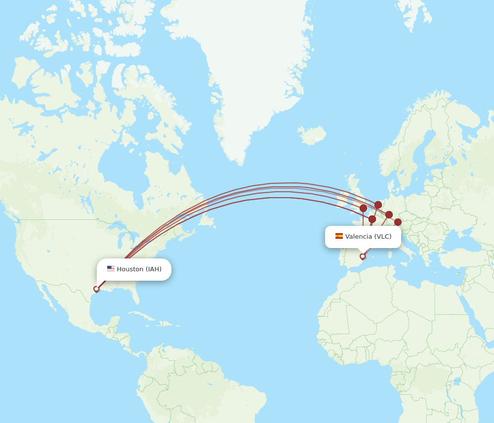 IAH-VLC flight routes