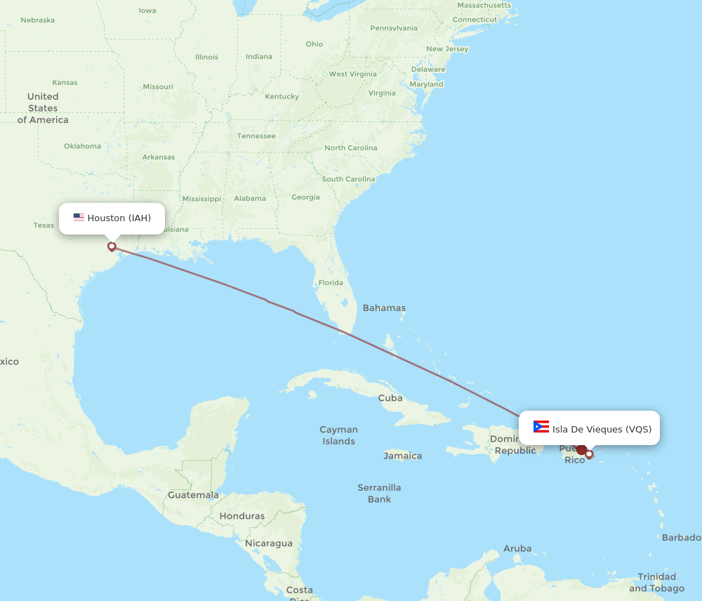 IAH-VQS flight routes