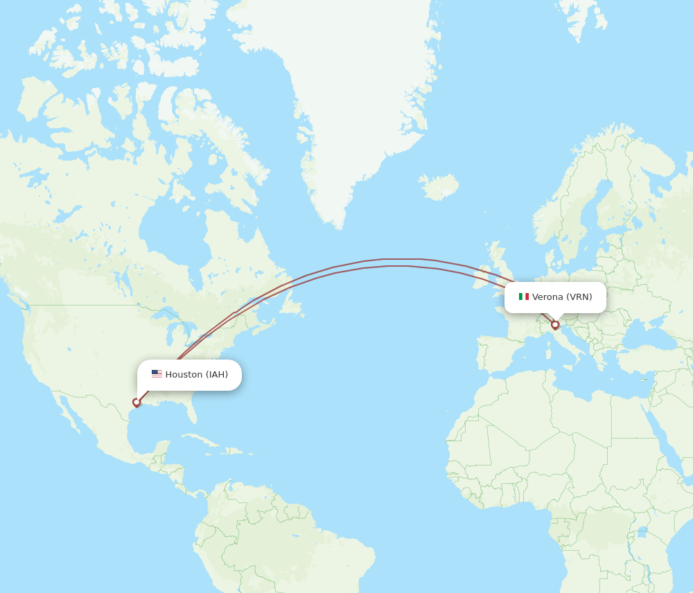 IAH to VRN flights and routes map