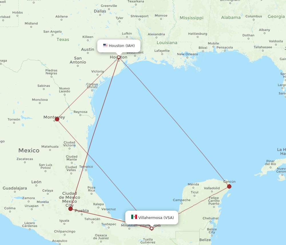 IAH-VSA flight routes
