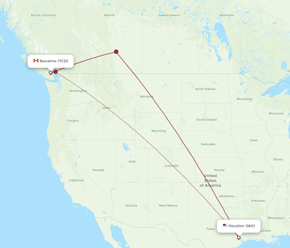IAH-YCD flight routes