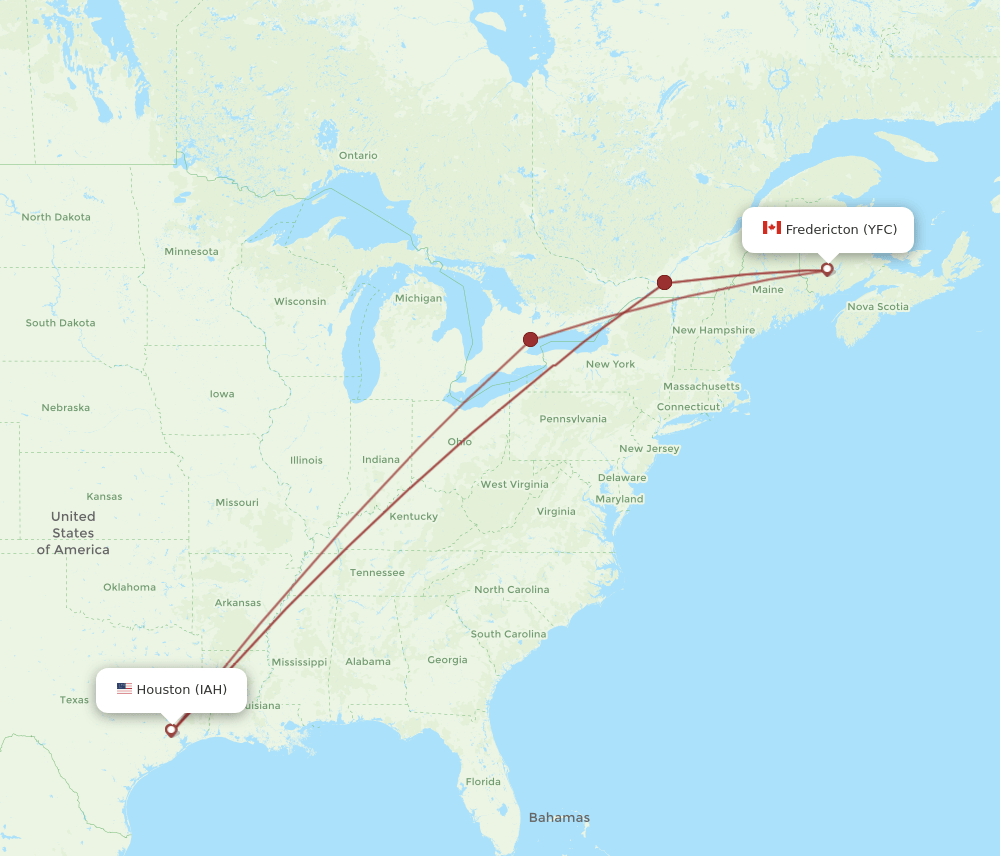 IAH-YFC flight routes