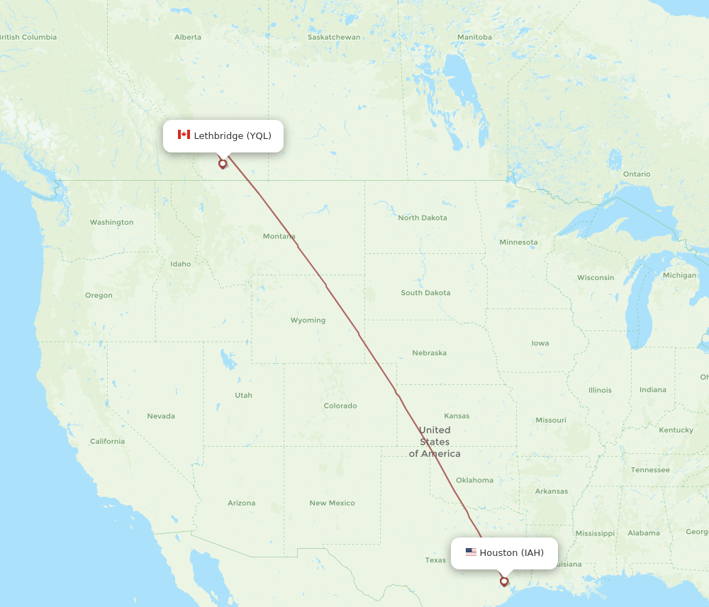 IAH-YQL flight routes