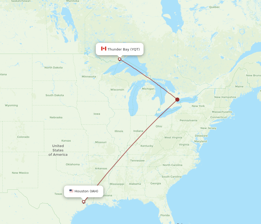 IAH-YQT flight routes