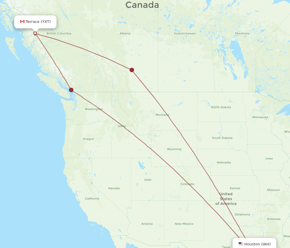 Terrace - Houston route map and flight paths