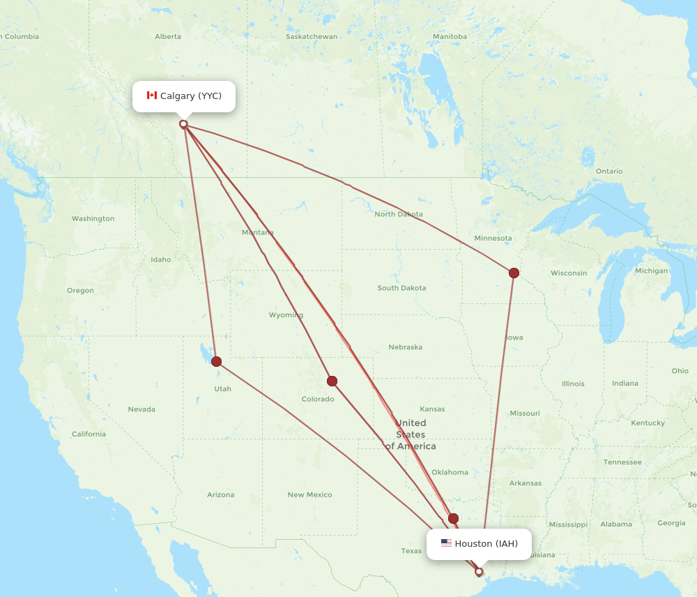 IAH-YYC flight routes