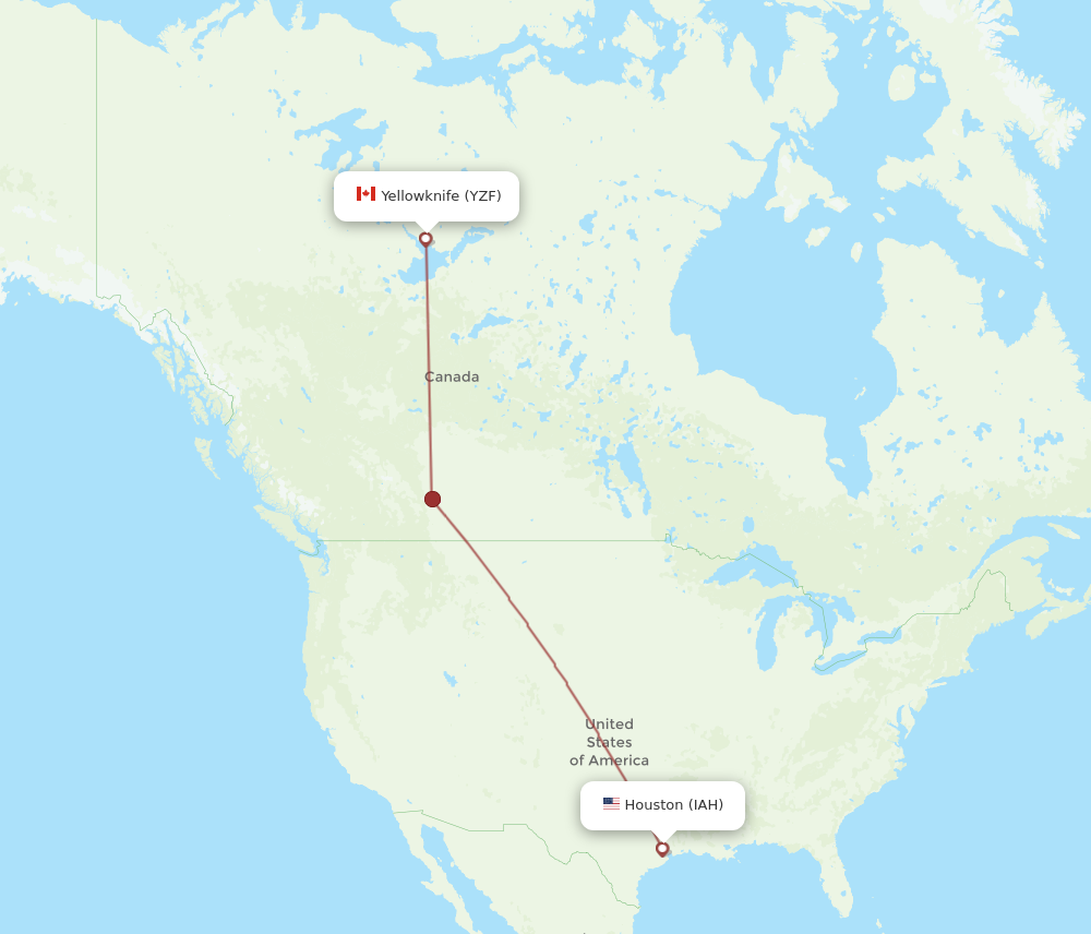 YZF to IAH flights and routes map