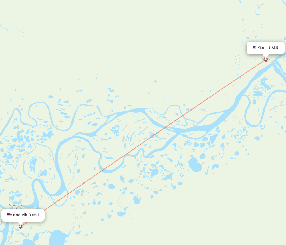 IAN to ORV flights and routes map