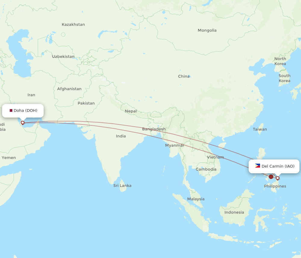 IAO-DOH flight routes