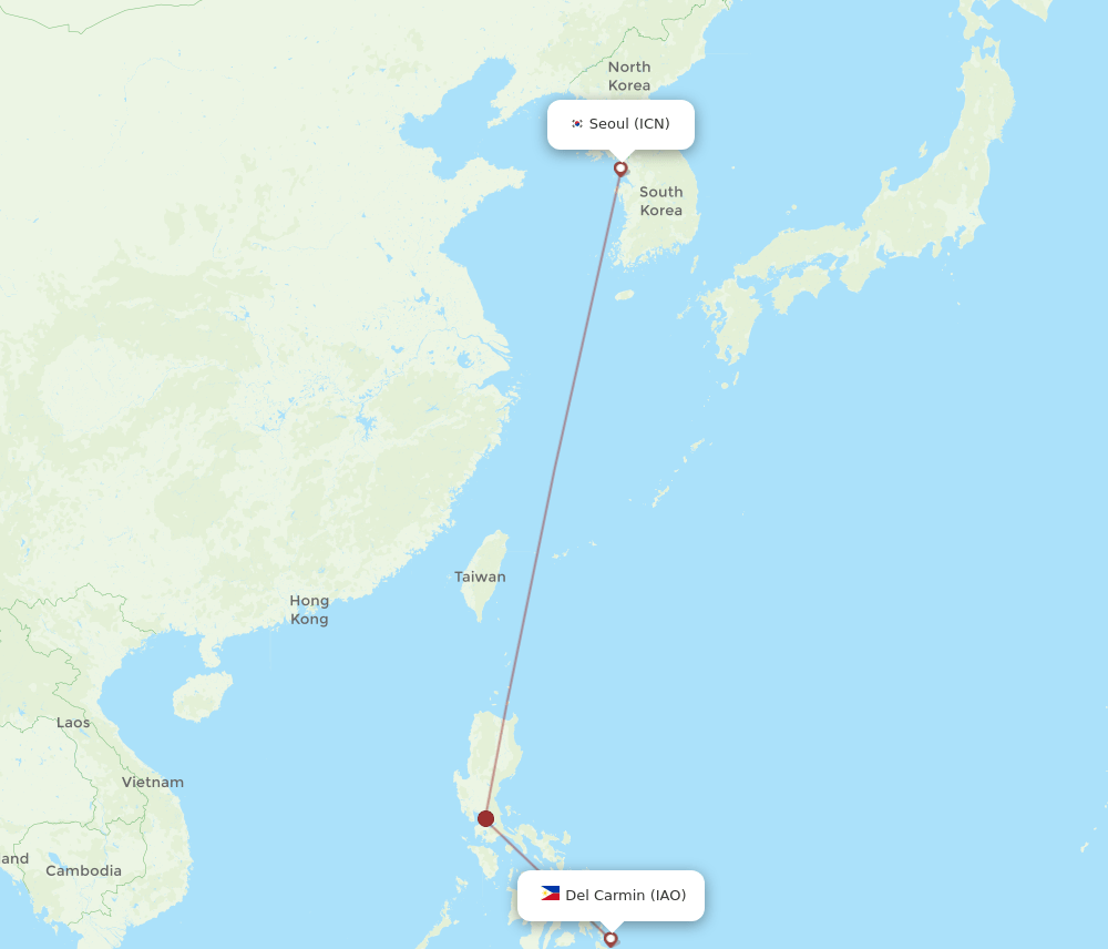 IAO-ICN flight routes