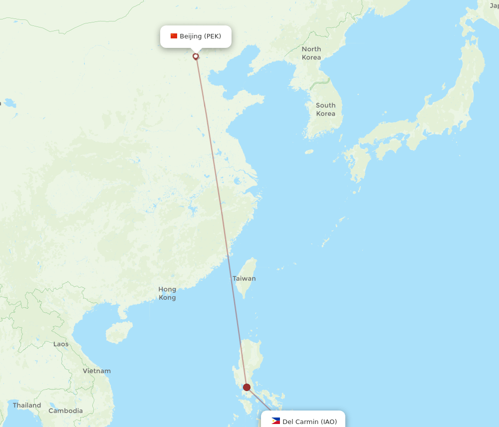IAO-PEK flight routes