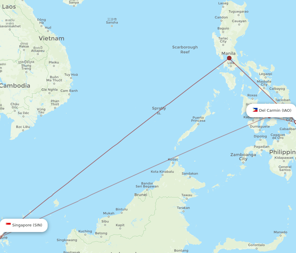 IAO-SIN flight routes