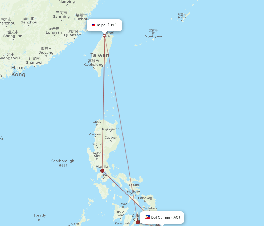 IAO-TPE flight routes