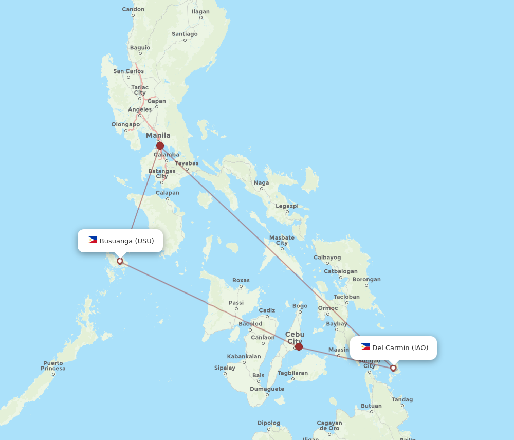 IAO to USU flights and routes map