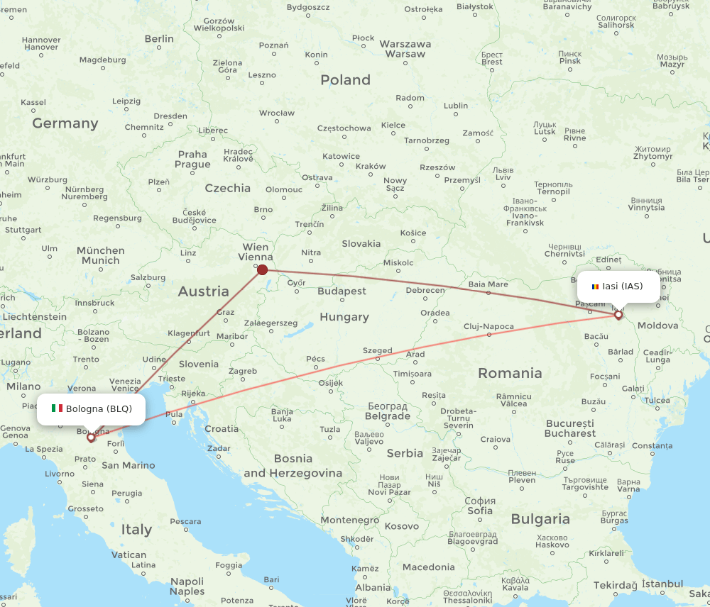 IAS to BLQ flights and routes map