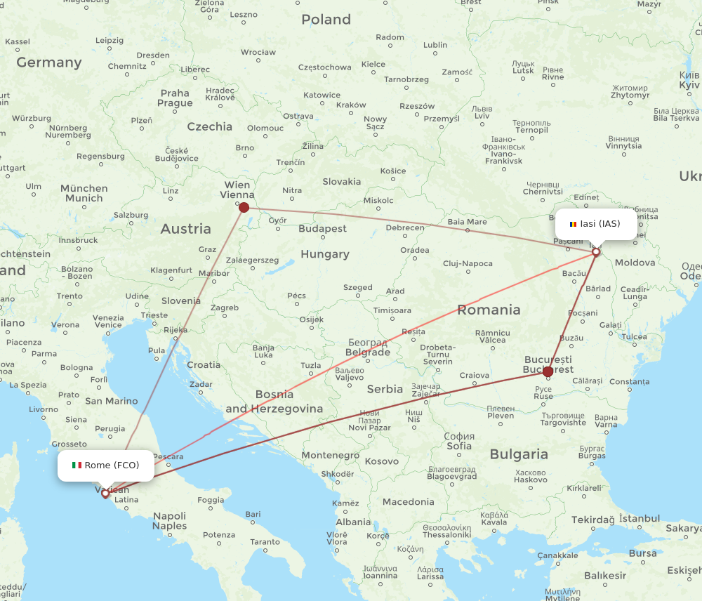 IAS to FCO flights and routes map