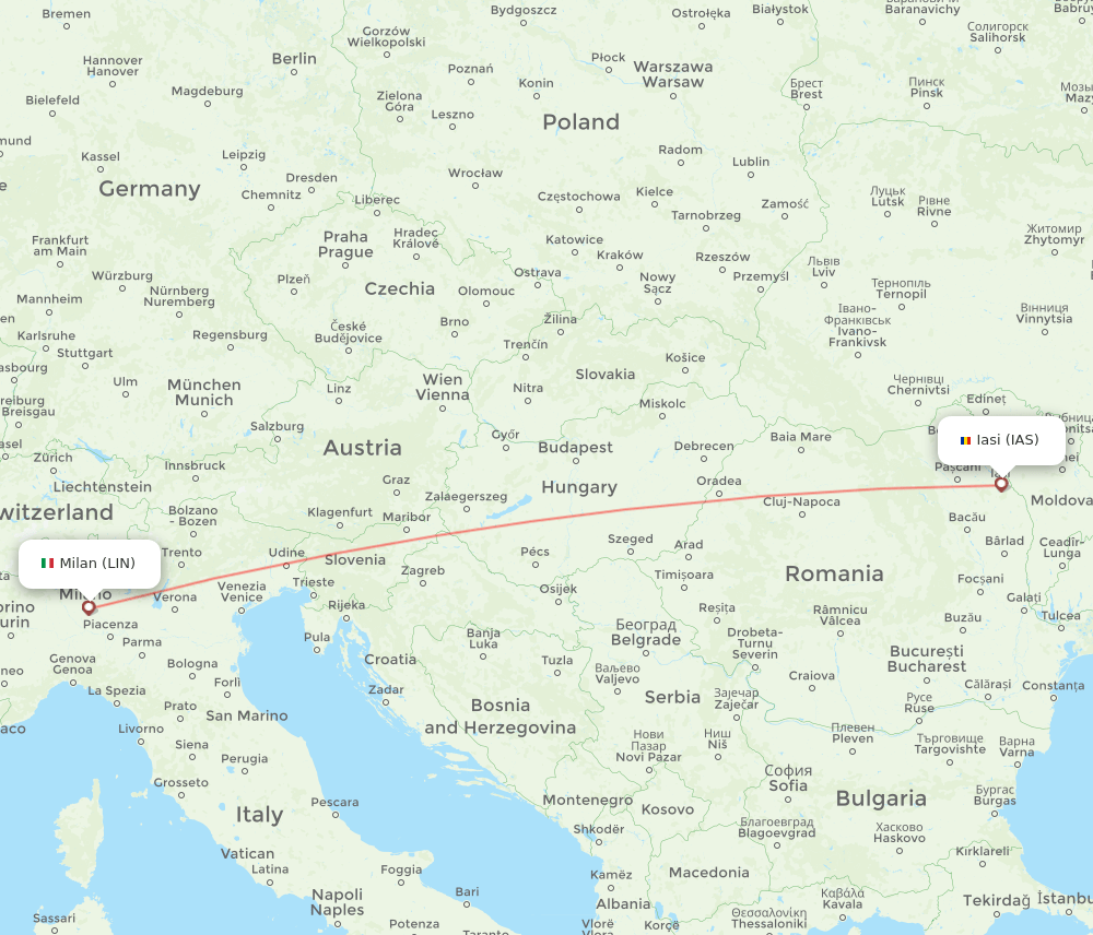 IAS-LIN flight routes