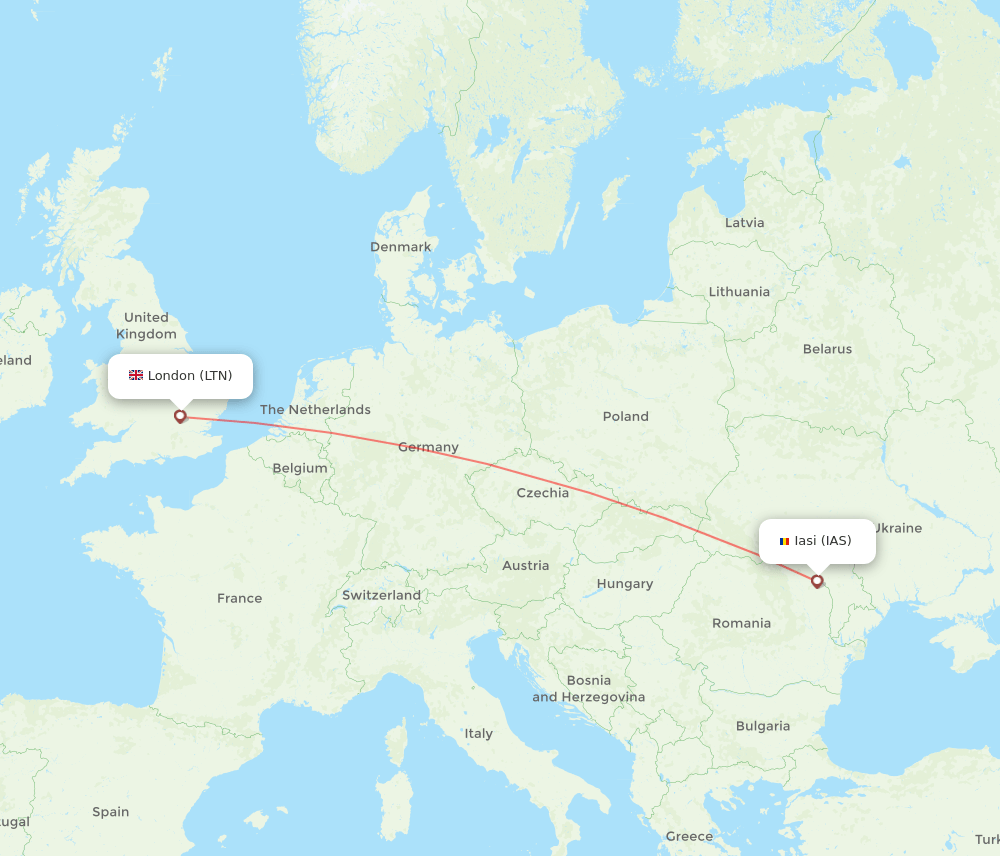 IAS to LTN flights and routes map