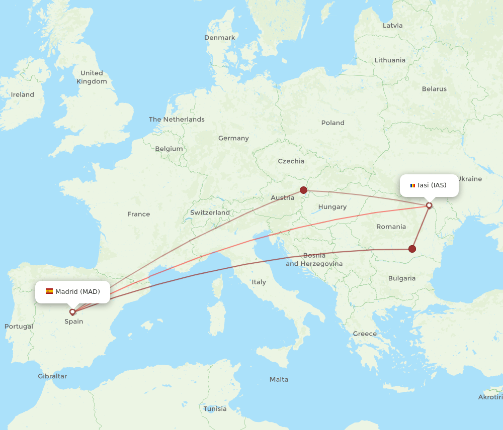 IAS to MAD flights and routes map