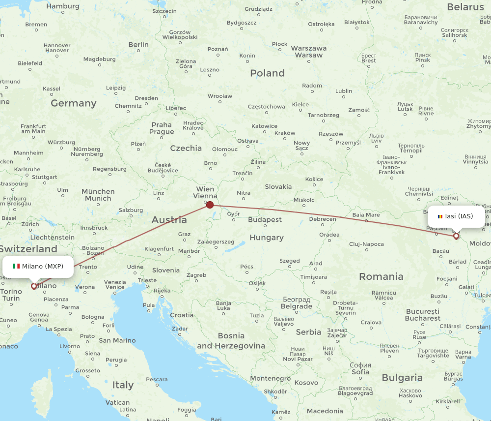 IAS to MXP flights and routes map