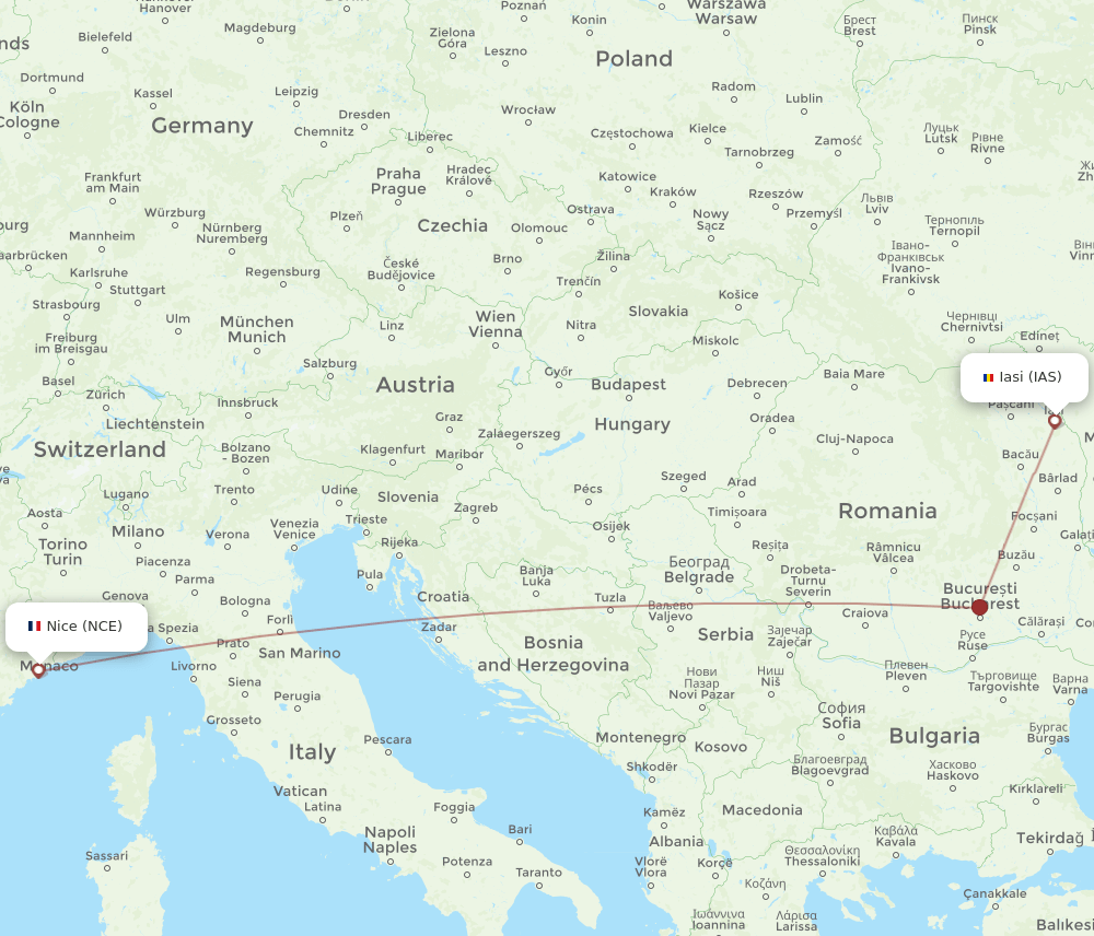 IAS-NCE flight routes