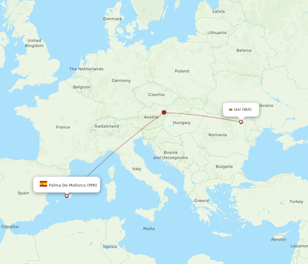 IAS to PMI flights and routes map