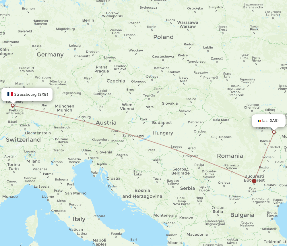 IAS-SXB flight routes