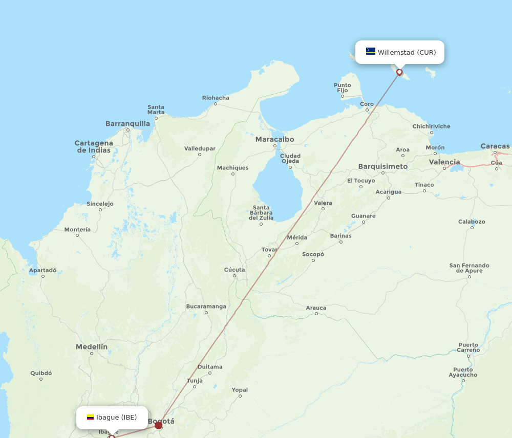 IBE-CUR flight routes