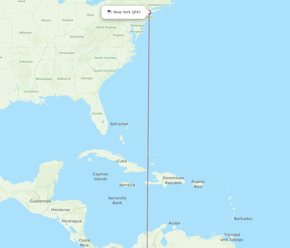 IBE-JFK flight routes